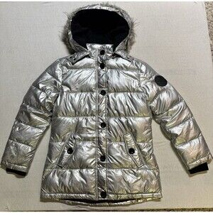 Diesel Jacket Womens 14 Gray Silver Insulated Puffer Parka Jacket Winter